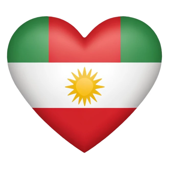flag of Kurdistan, heart-shaped, emoji style sticker