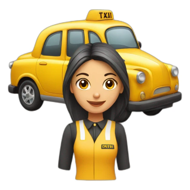 taxista chica con el coche sticker