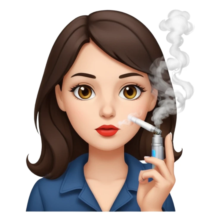 Brunette female smoking a vape sticker