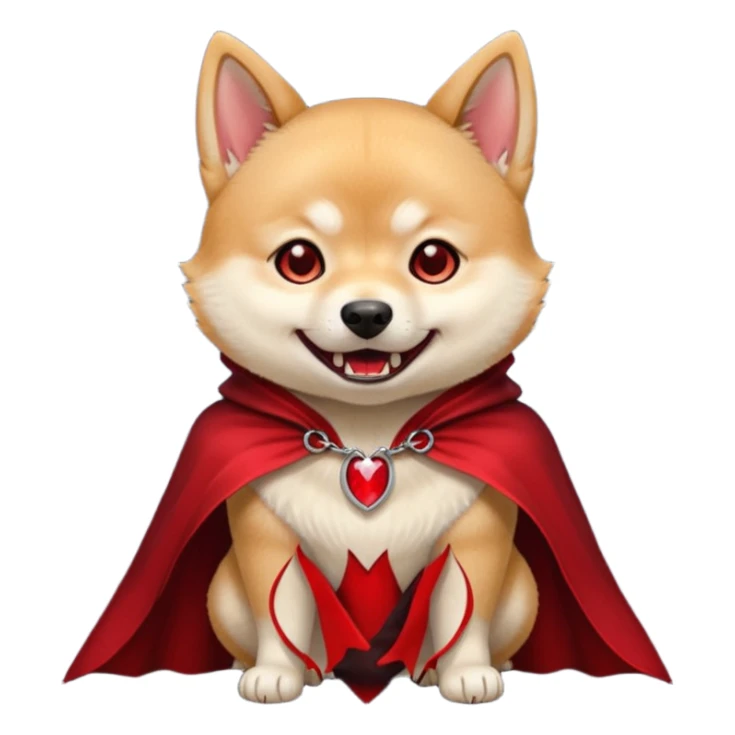 Shiba Vampire Dog in red collar cloak sticker