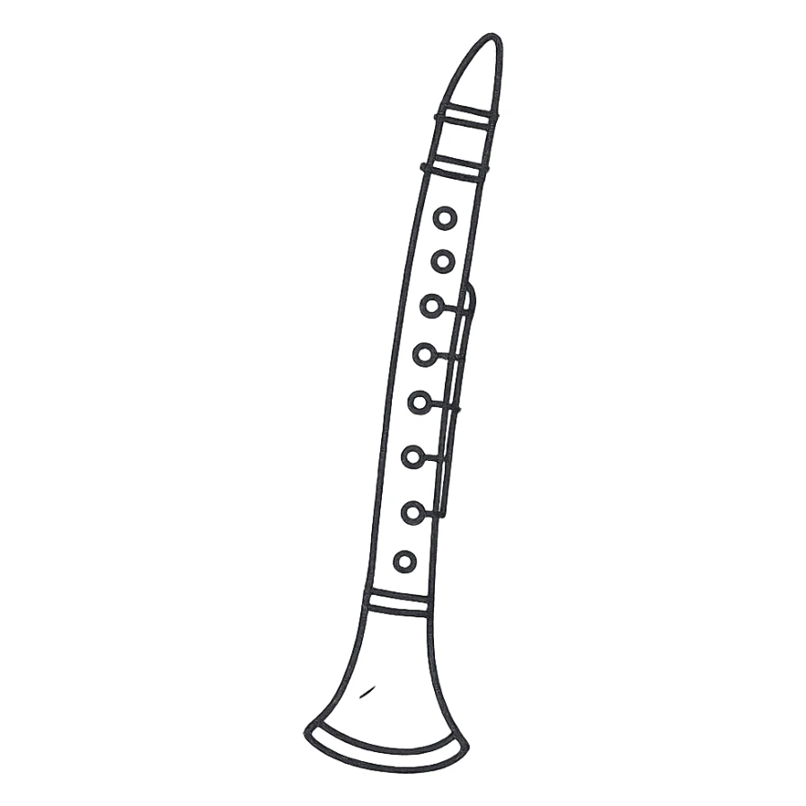 cute hand-drawn black and white clarinet with mouthpiece sticker
