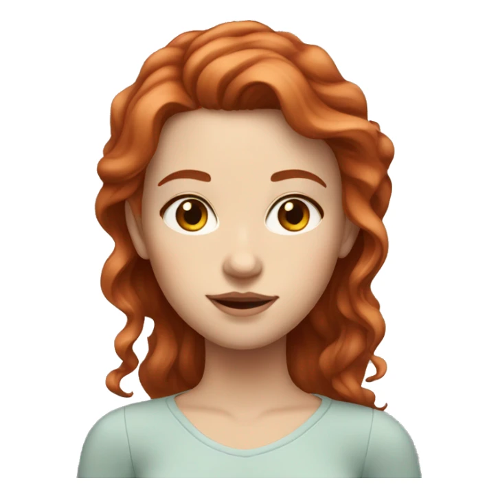 White Girl with slightly wavy red hair and brown eyes  sticker