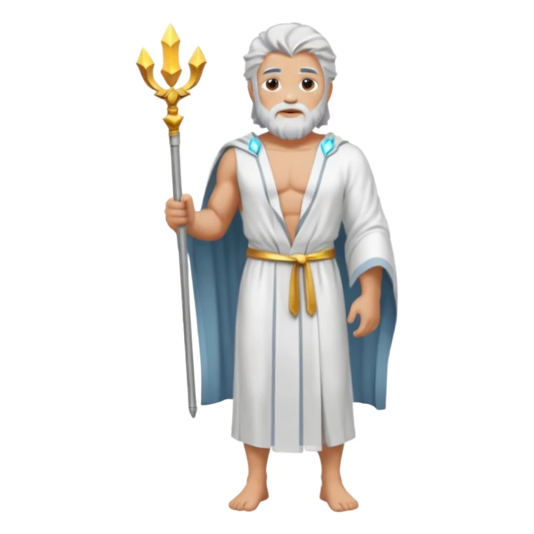 fullbody silverhair shirtless god ZEUS, white robe over shoulder, standing still sticker