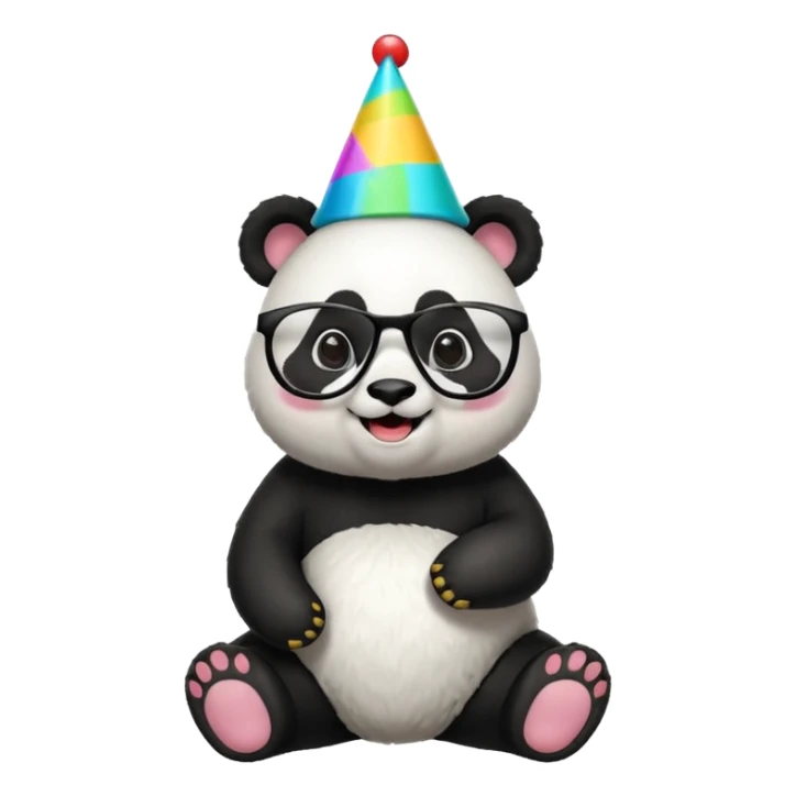 full body panda with party hats and opticals sticker