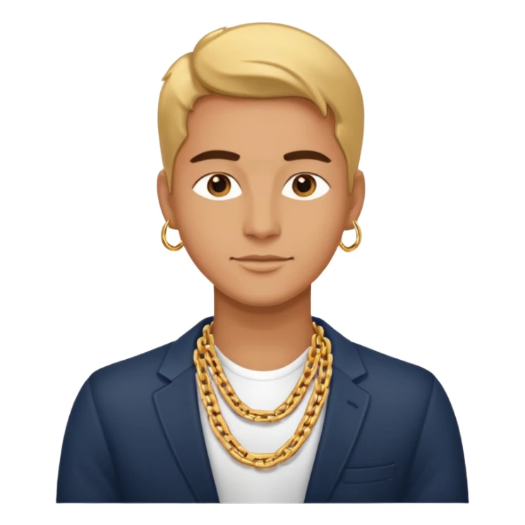 entrepreneur with gold chain, relaxed confident expression, minimal luxury feel sticker