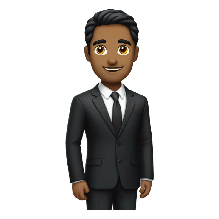 create a gentleman who looks sharp like a CEO with a black suit, sharp facial features, black hair, black eyes, indian face, good skin tone sticker