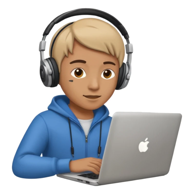 laptop ile çalışan kulaklık tana biri sticker