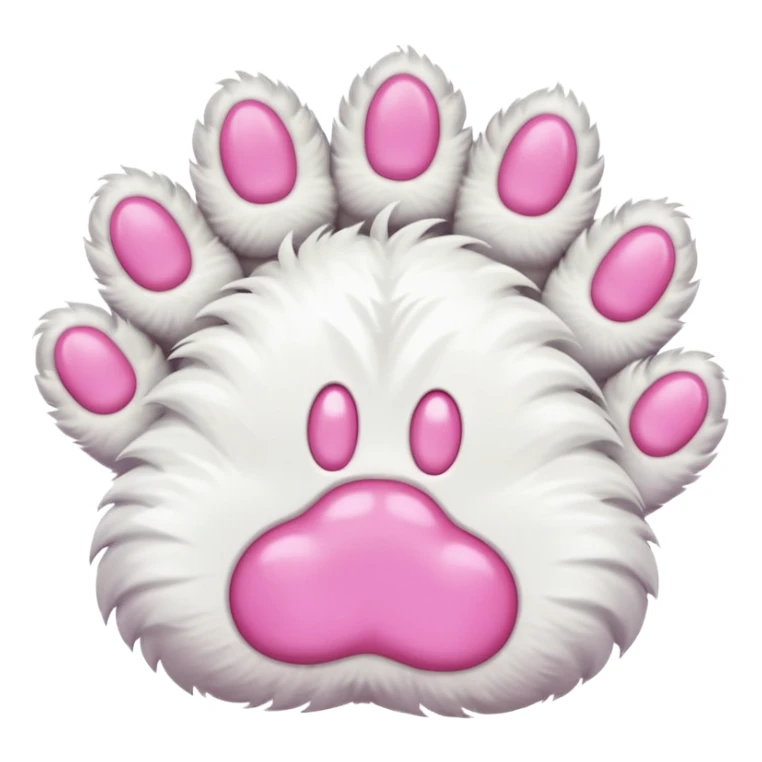 Fluffy white cat paw with six toes and claws sticker