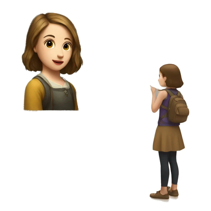 girl in museum watching at picture sticker