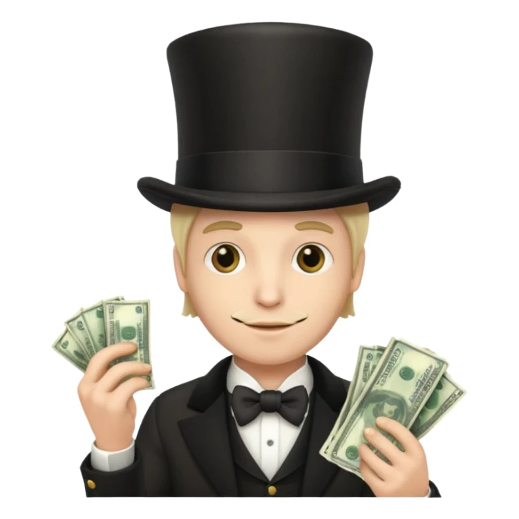 Man in top hat with money sticker