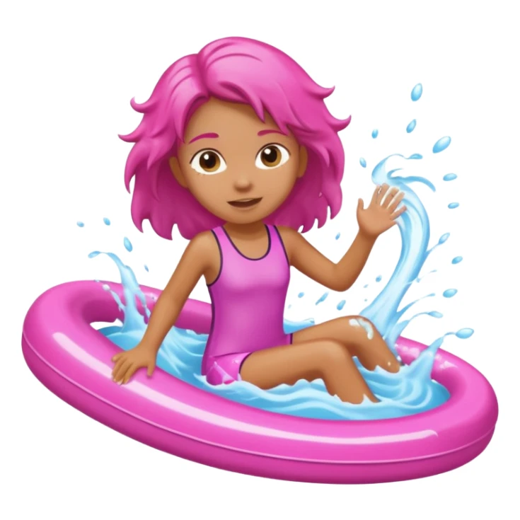 girl on a pink waterslide splashing water sticker