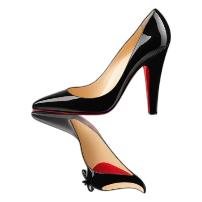 CHRISTIAN LOUBOUTIN UNE PLUME BLK PATENT WEDGE heel sticker