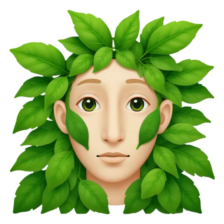 A face covers in leaves with long nose and big foots sticker