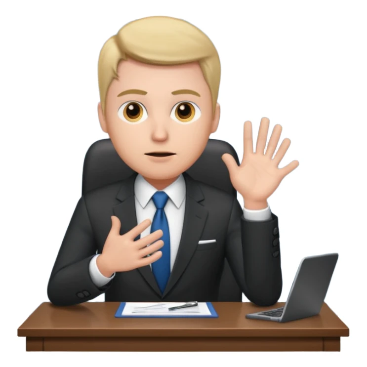 un recruteur qui pose une question à son bureau à un candidat sticker