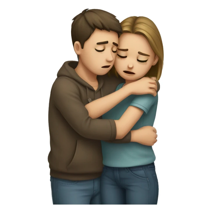  Boy crying and hugging girl sticker