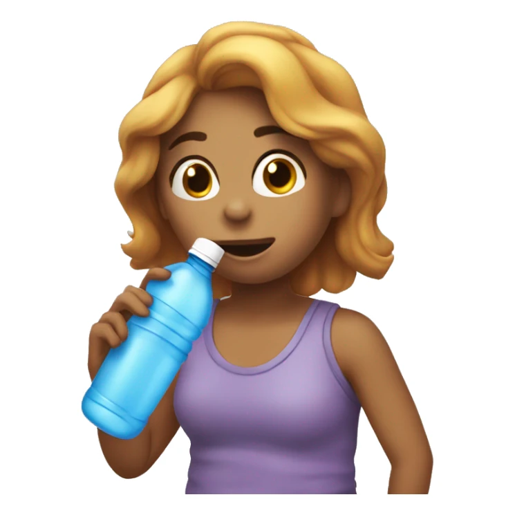 Sally sucking on a water bottle sticker