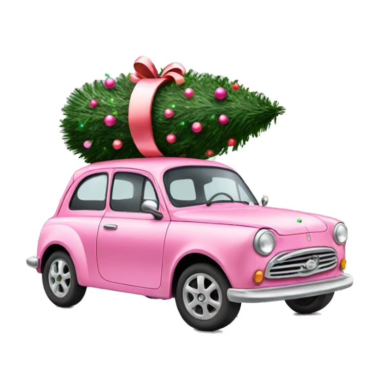 Christmas pink car with Christmas tree sticker