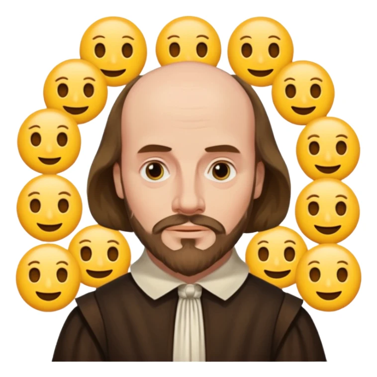 Shakespeare portrait identical to original dealing with a bunch og emojis sticker