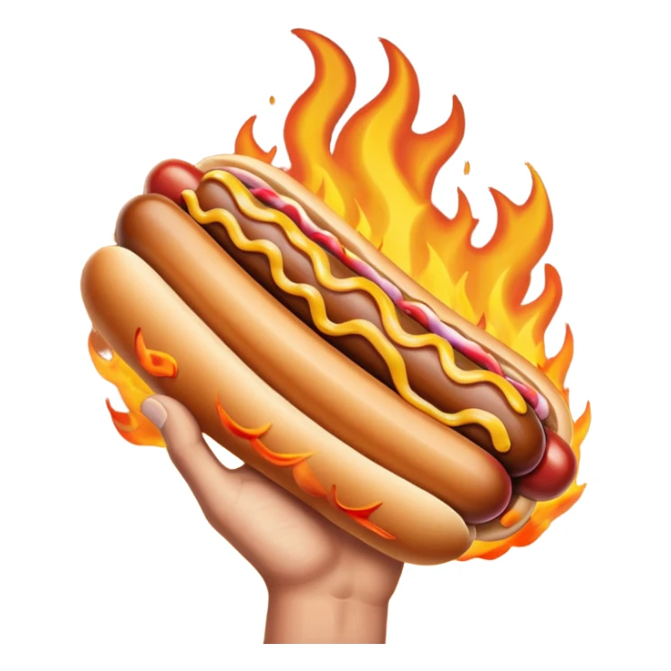 Hand Holding a Flaming Hotdog sticker