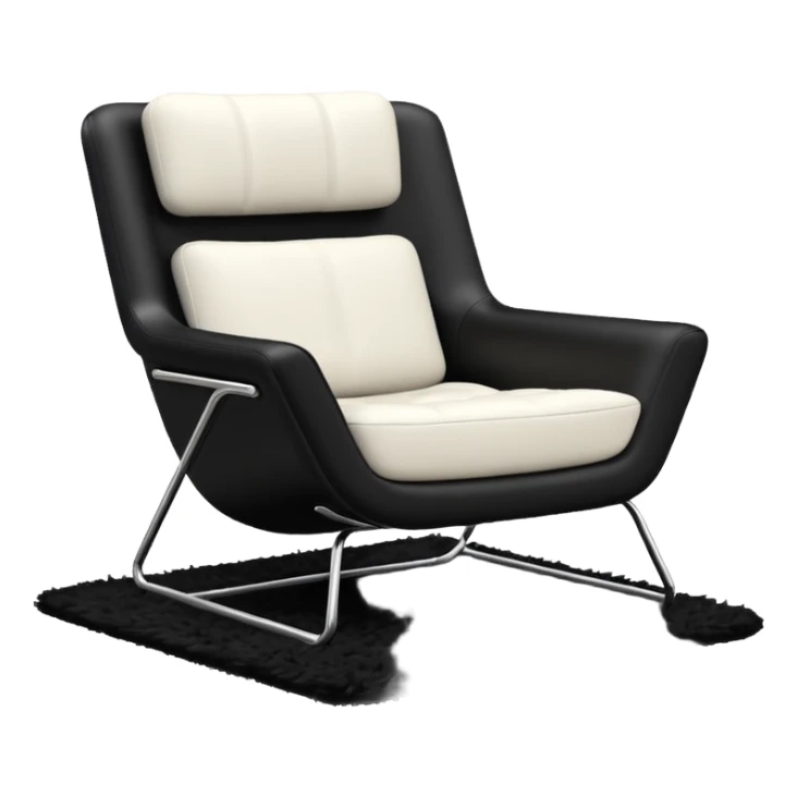 White rug with black lounge chair sticker