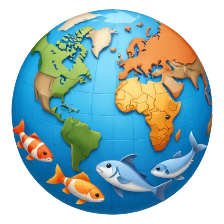 emoji showing a globe with different animals including bird, fish, mammal around it representing global animal diversity sticker
