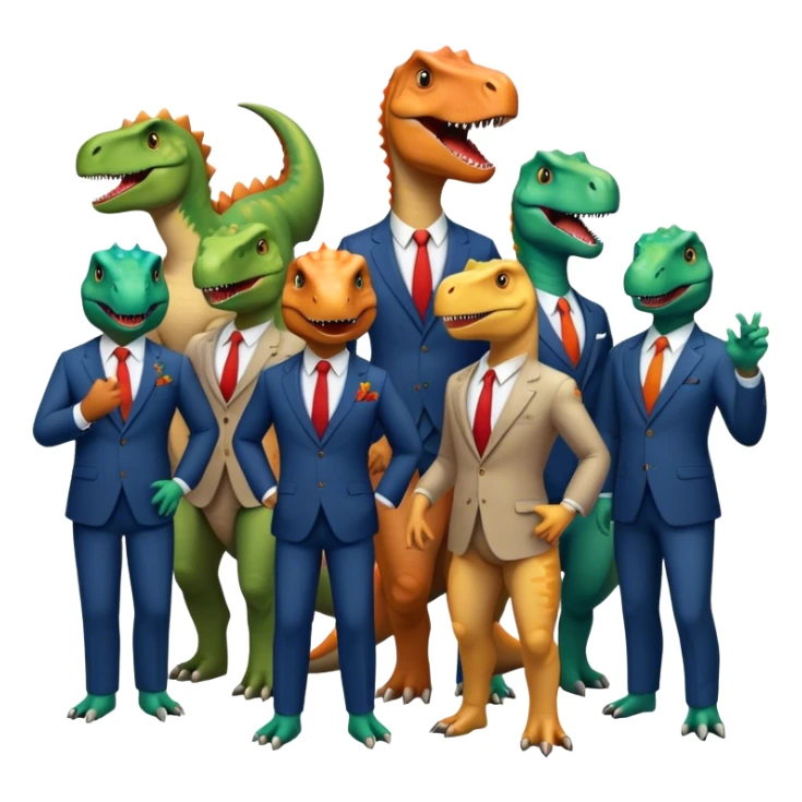 office dinosaurs in suits celebrating birthday sticker