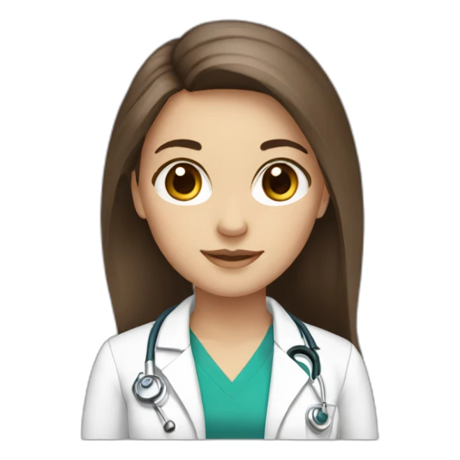 Girl white skin brown hair brown eyes doctor sticker