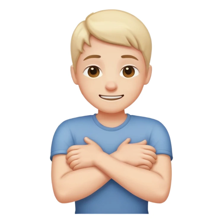 person choking them self’s with there arms crossed smiling  sticker