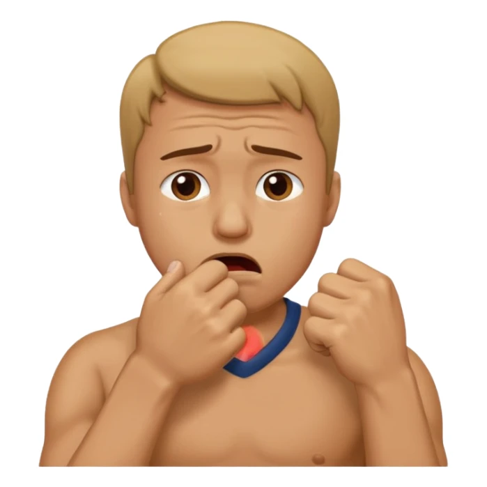 Crying man with his fist holding to his mouth sticker