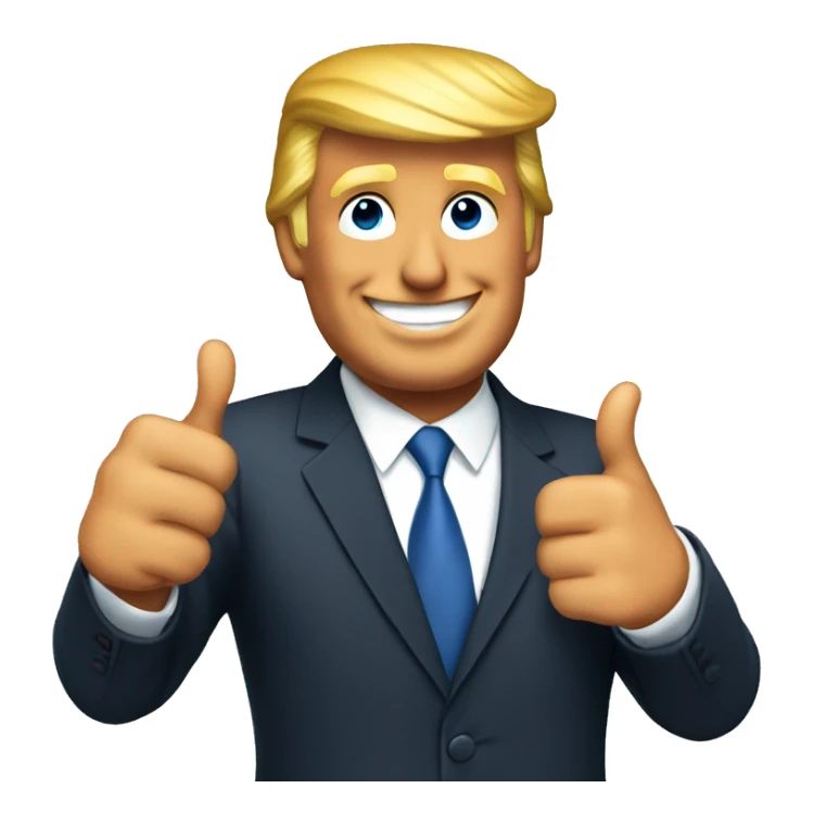 Donald Trump smiling in a suit with his thumbs up sticker