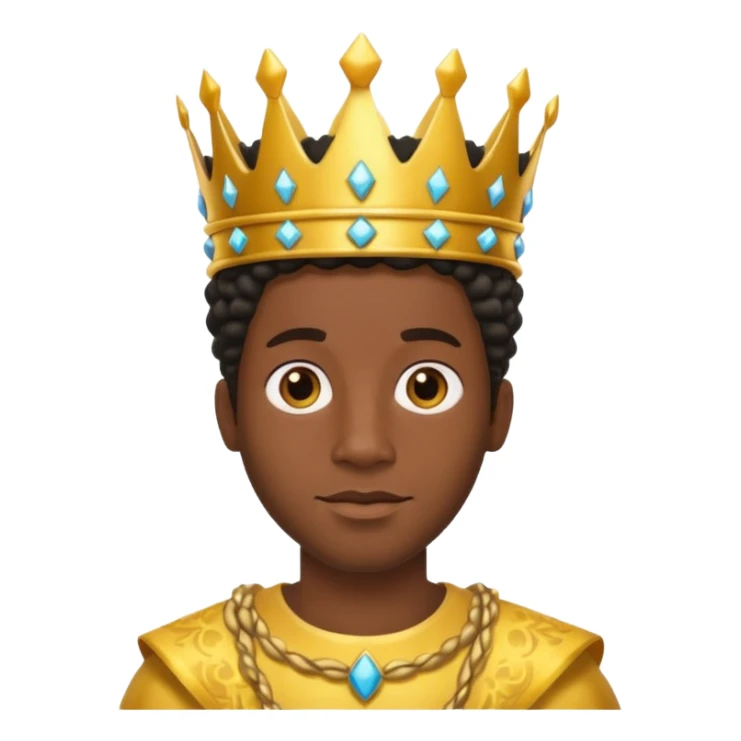 black guy with sponge twists, wearing golden crown sticker