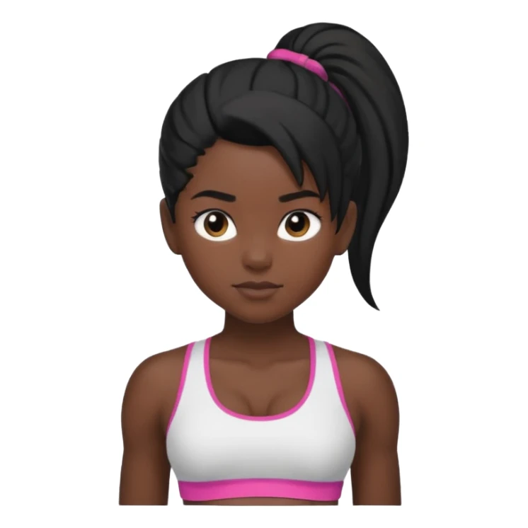 Black girl with black ponytail in a sports bra  sticker