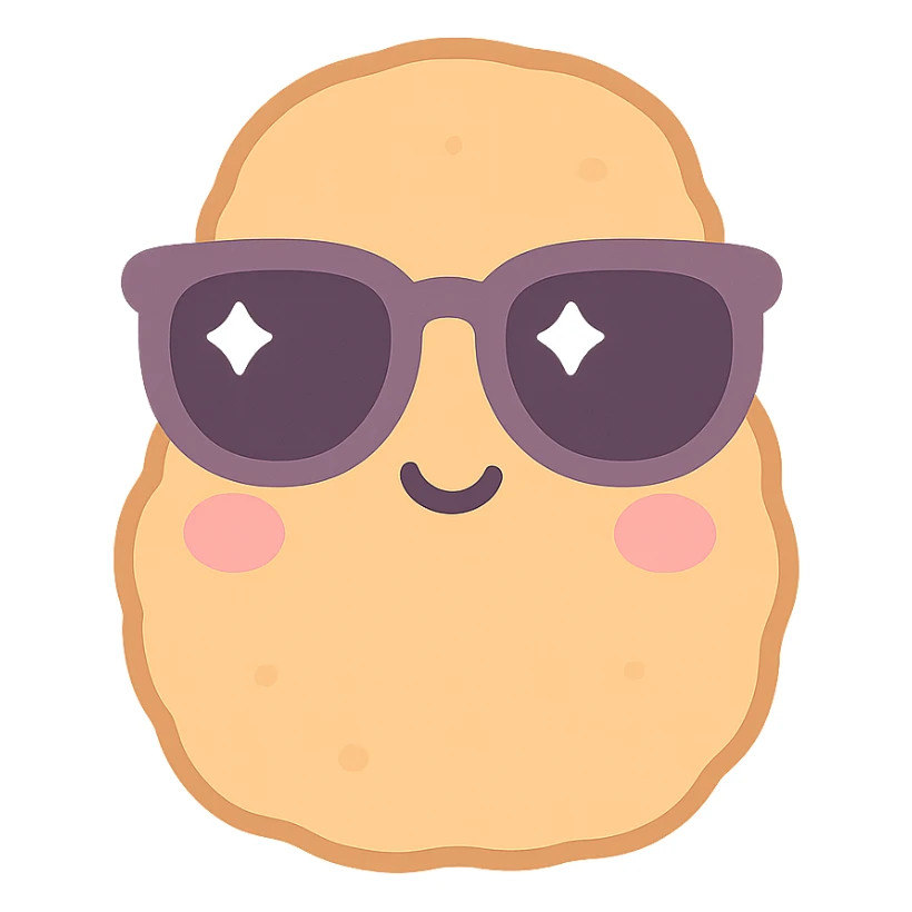 a chicken nugget with sunglasses, kawaii style sticker