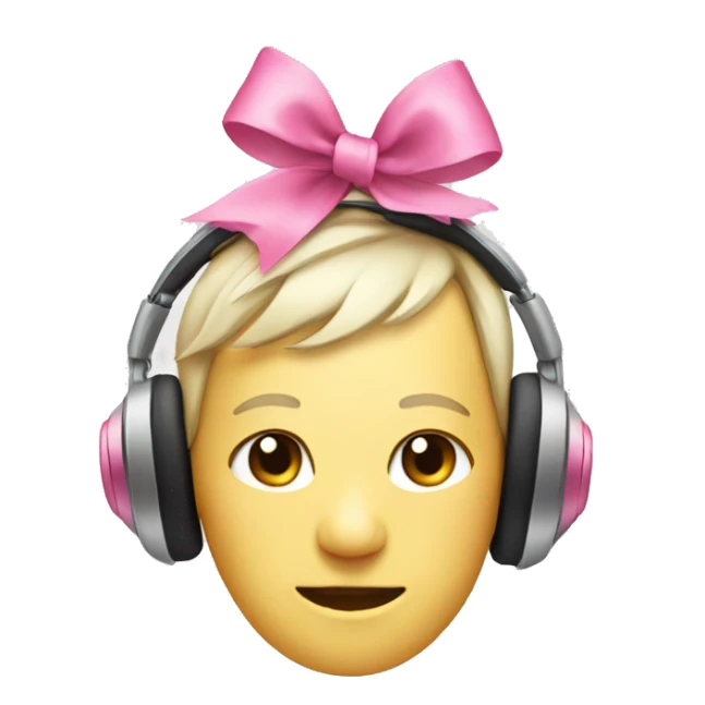 Headphones with a pink bow on both sides  sticker