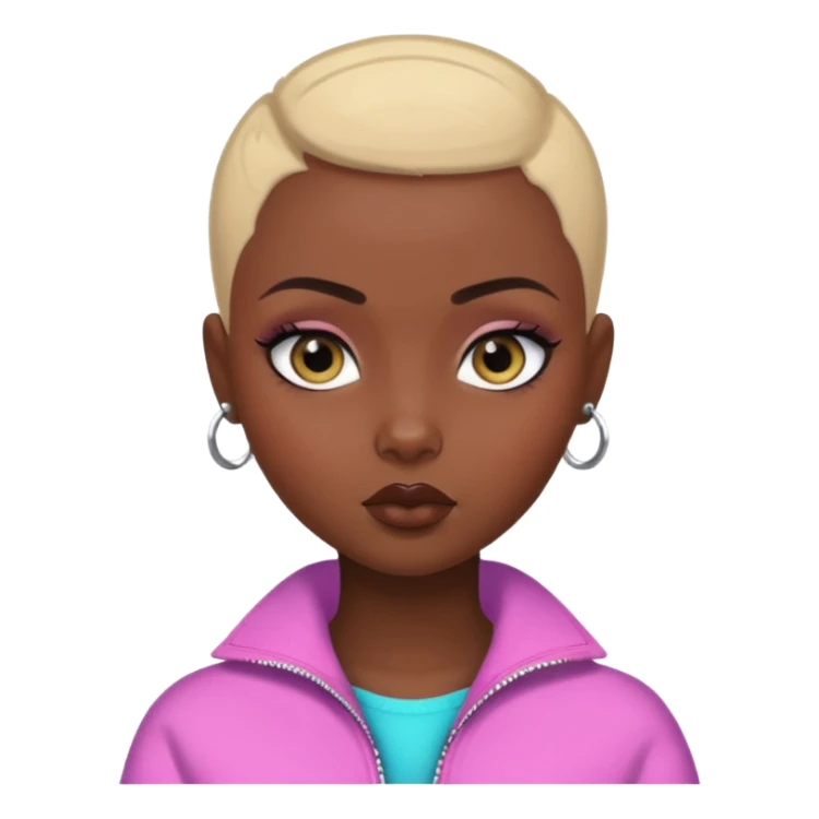 russian features, SO DARK BUZZ CUT , beauty,  hair, light skin,  eyes, pretty eyes, black eyeliner, pretty bratz baddie sticker