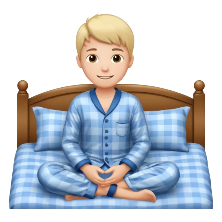 emoji- of a smiley boy sitting on the bed sticker