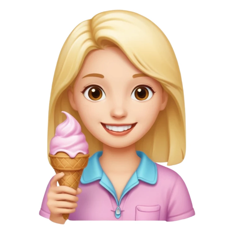 A smiling girl with ice cream in her hand sticker