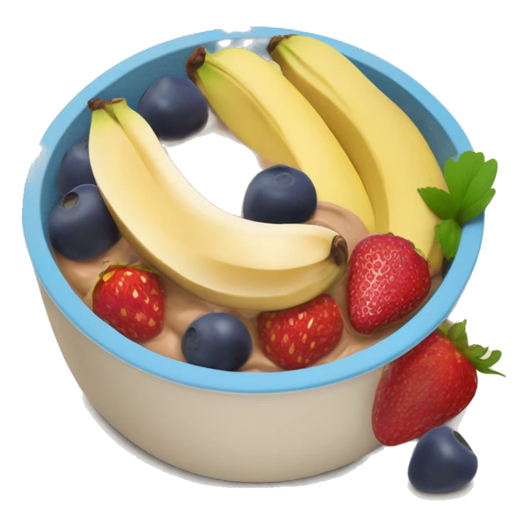 Açai bowl with peanut butter, strawberries and banana sticker