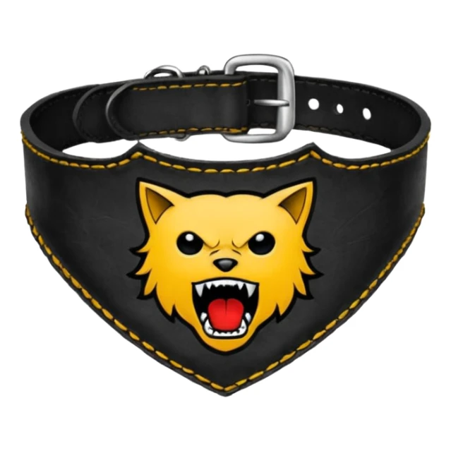 Leather collar engraved with screaming mouth sigil, dominance aesthetic sticker