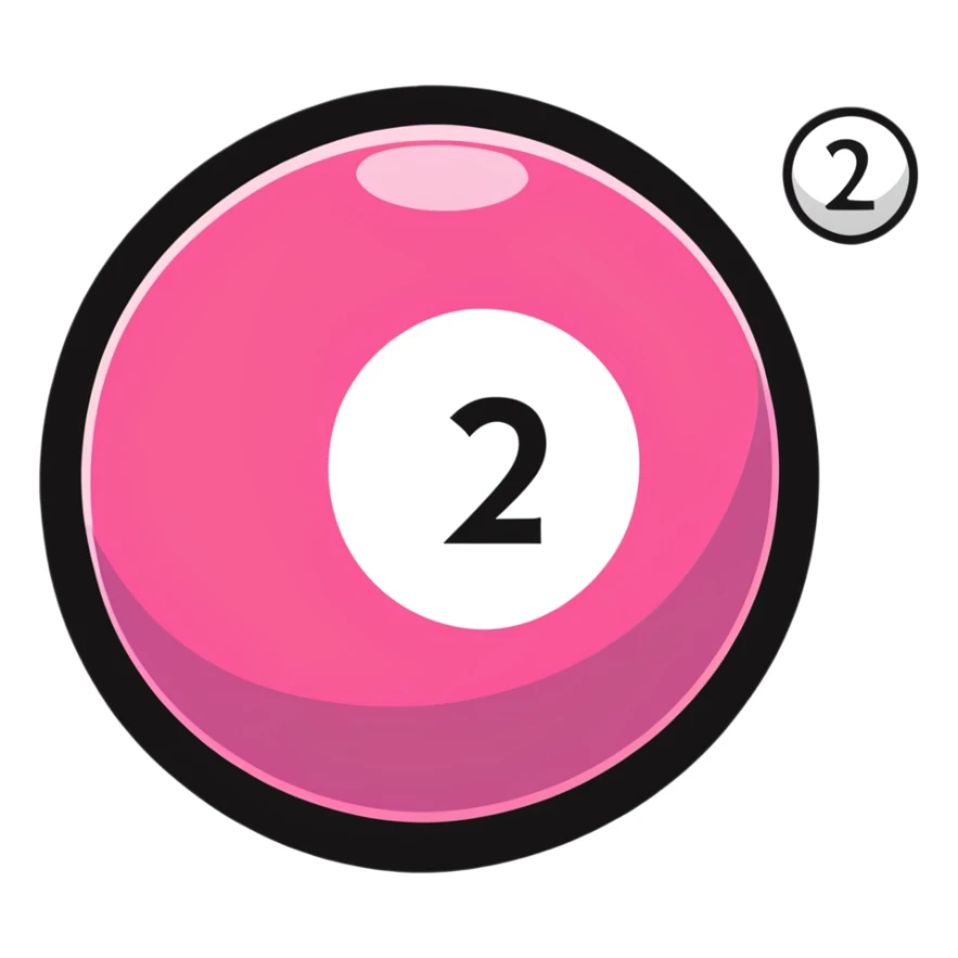 pink billiard ball with the number 23 inside a white circle sticker
