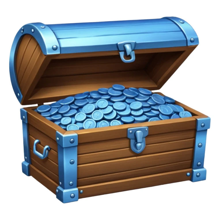 wood chest of blue coins sticker
