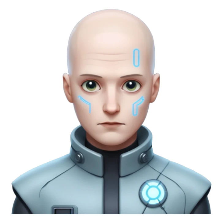 cyberpunk man whihout hair sticker