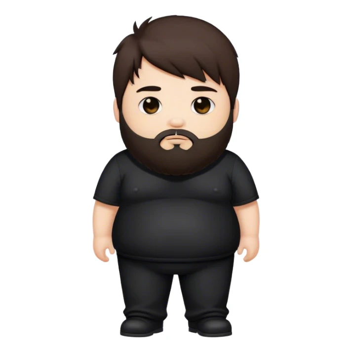 fat emo guy with dark brown hair beard emo outfit standing  sticker