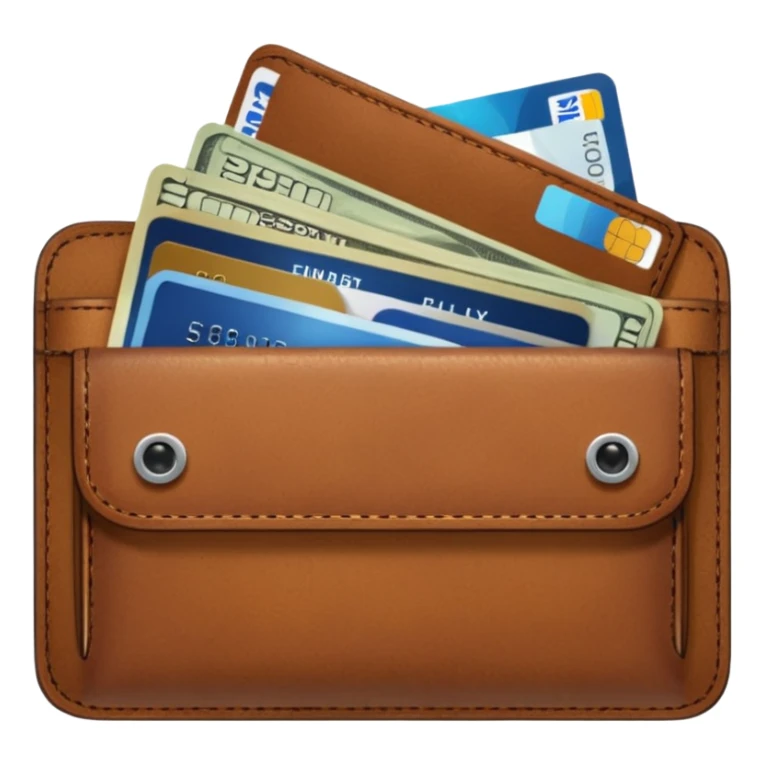 portefeuille marron avec pleins de billet et carte bancaire sticker