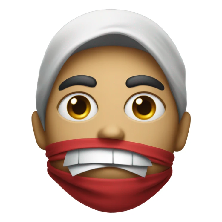 Evil look emoji with a red bandana around his mouth  sticker