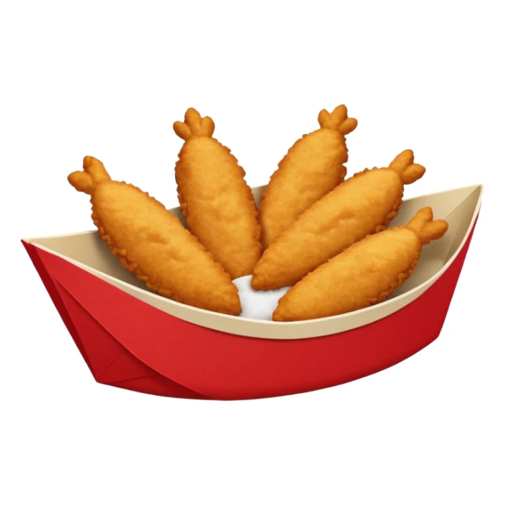 5 breaded chicken tenders in a red paper food boat  sticker