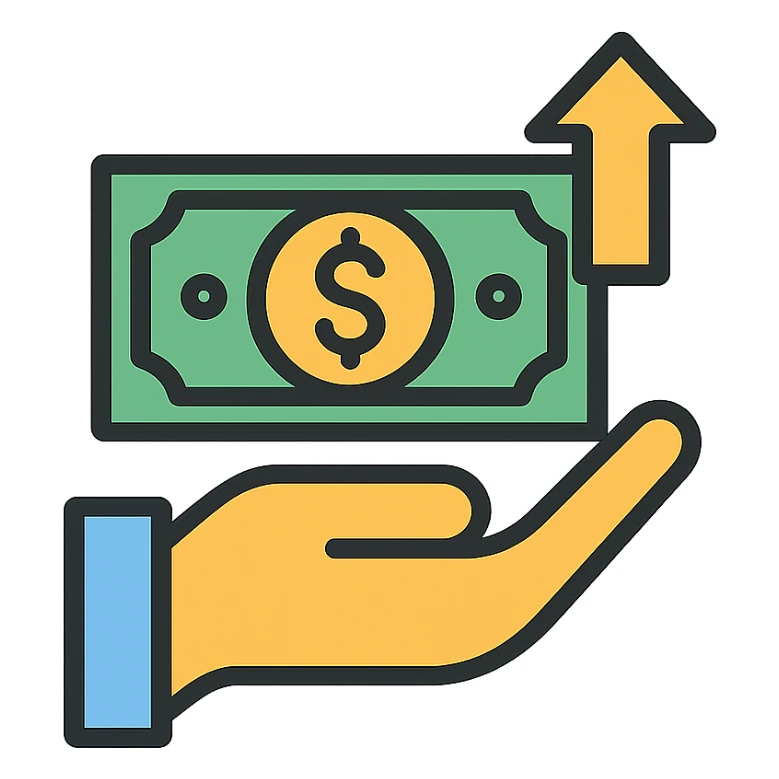 a cost-effective hand holding a US dollar bill, simple and clear, suitable for representing affordable or budget-friendly financial transactions sticker