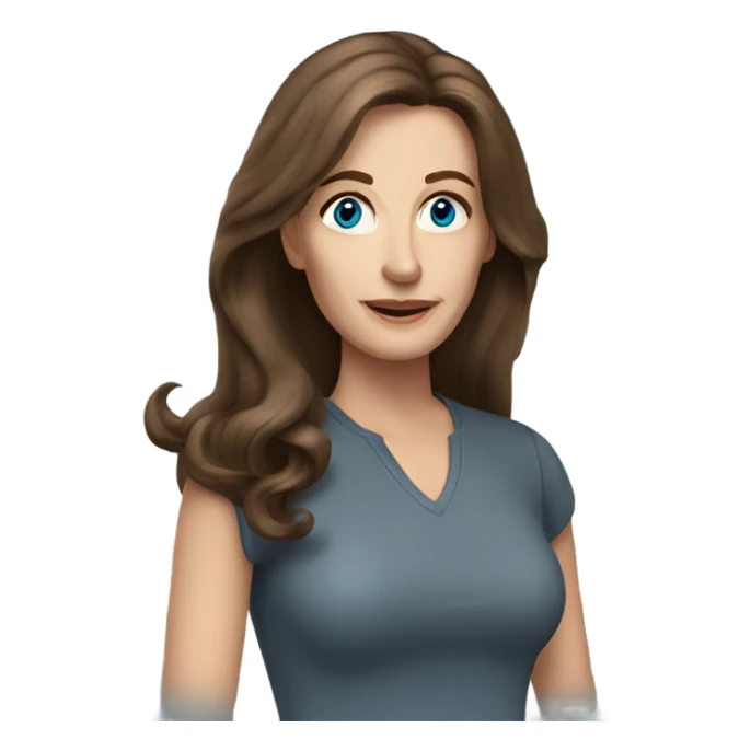 Pamela Linder blue eyes long brown hair age 50 sticker