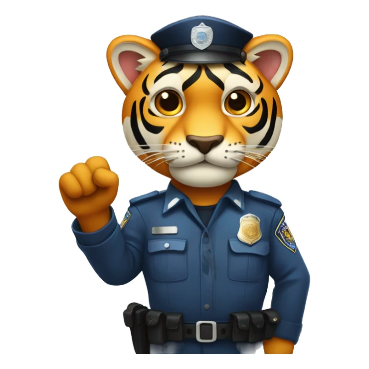 police tiger holding up hand to sto sticker