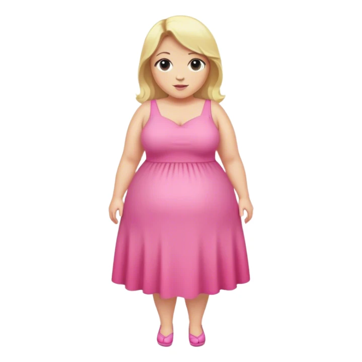 fat blonde woman with pink dress whole body sticker